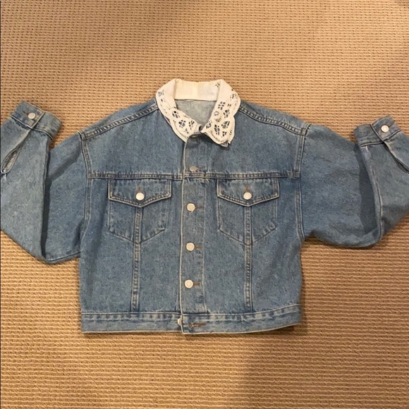 JUST USA JEAN JACKET WITH ENGLISH LACE FIRM - Picture 2 of 8